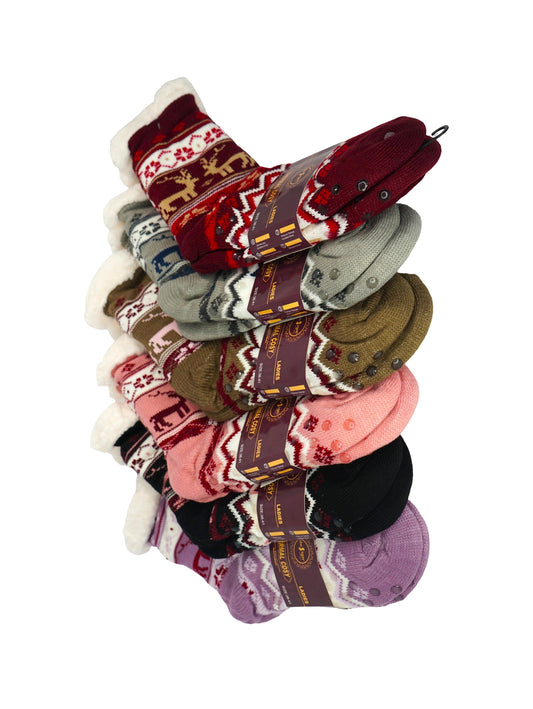 Sosete Dama Lungi Groase De Craciun DS810-5 (12 Buc/Set) En-gross