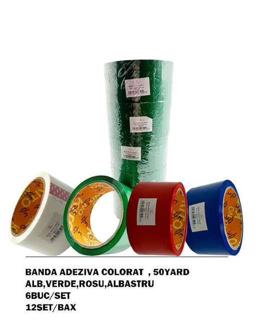 Banda adeziva colorata tip scotch "50 YARD" (6 buc/set) engross