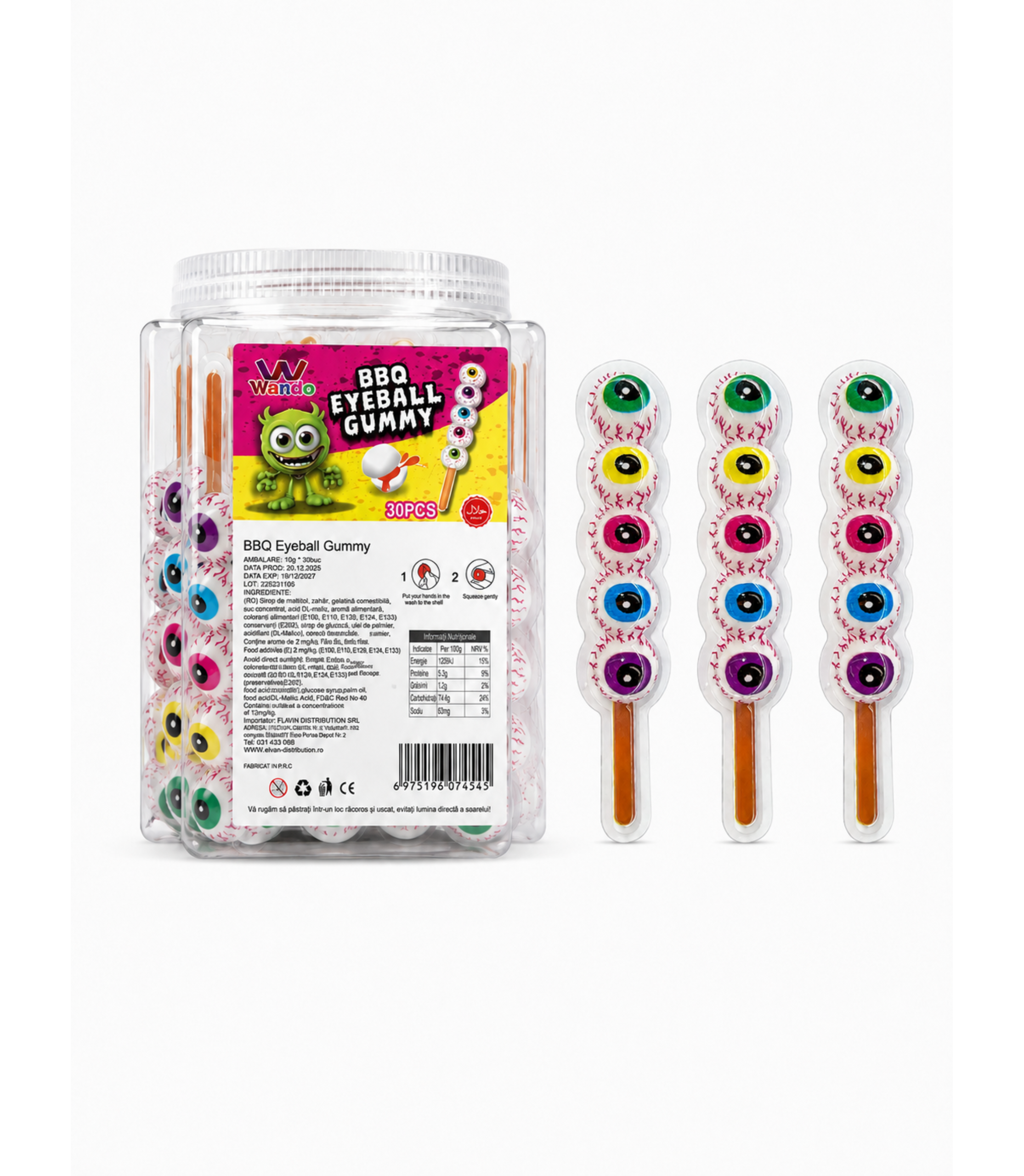 Jeleu Gummy Eyed Candy Sticks 10Gr