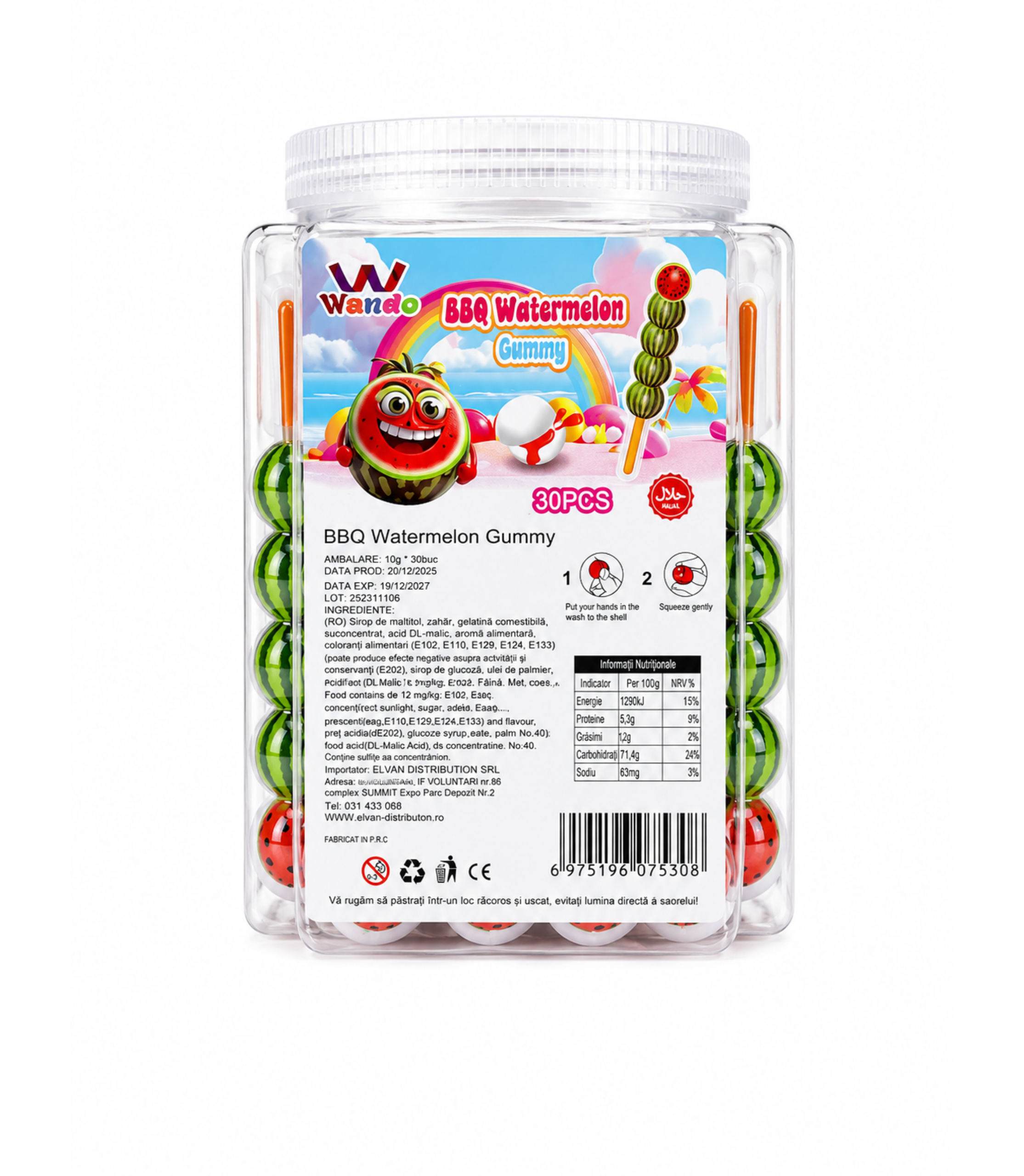 Jeleu Gummy Watermelon Sticks 10Gr