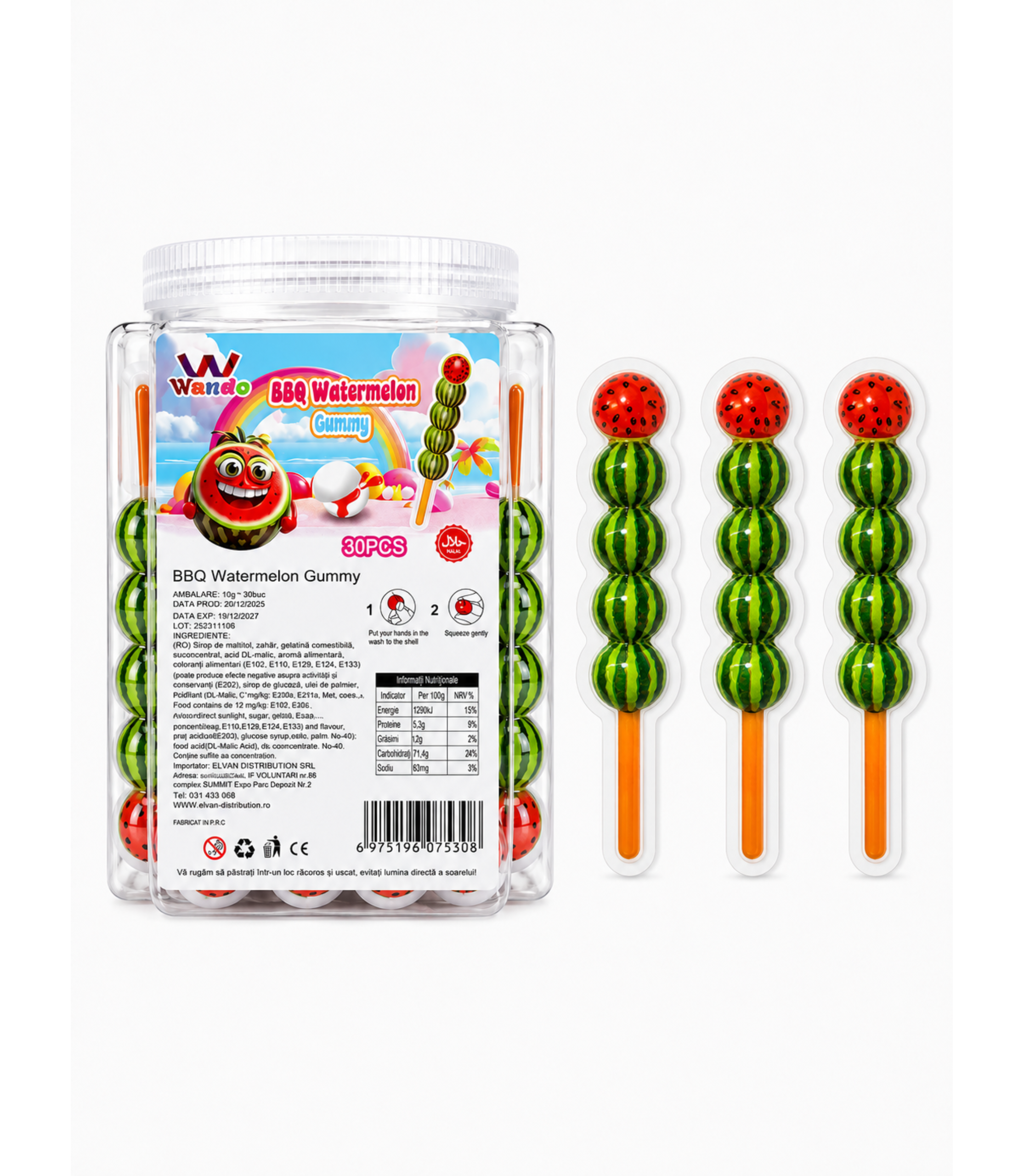Jeleu Gummy Watermelon Sticks 10Gr