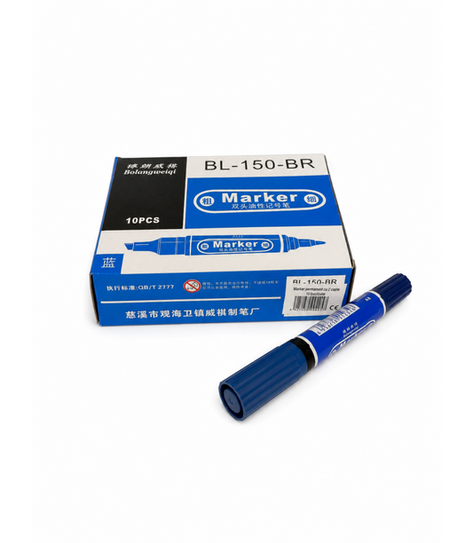 Marker Cu 2 Capete Albastru (10 Buc/Cutie) En-gross