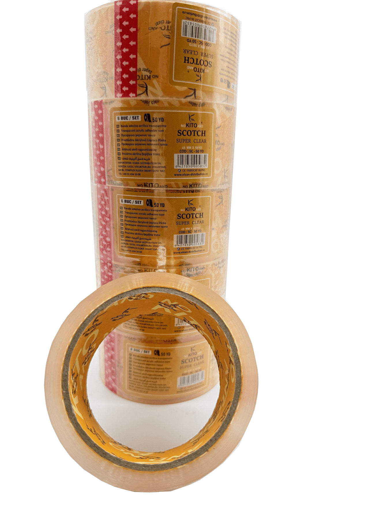 Banda adeziva de tip scotch acrilica 48 mm x 50 yard Transparent