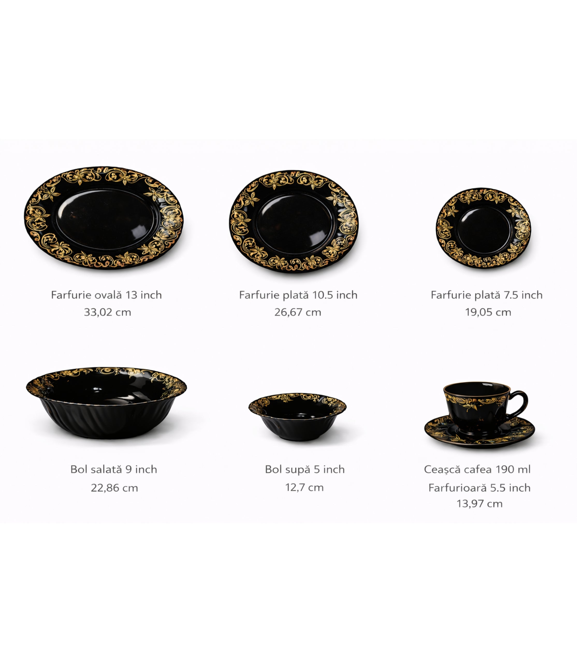 Set De Cină Negru Lux 32 Piese