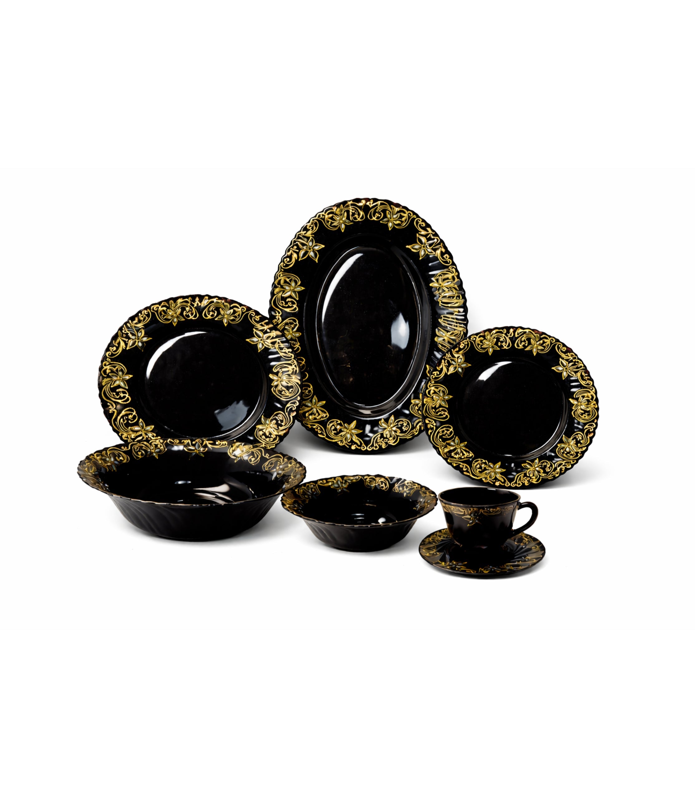 Set De Cină Negru Lux 32 Piese