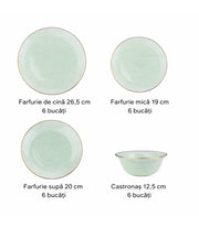 Set De Cină Ceramică Verde Mentă 24 Piese