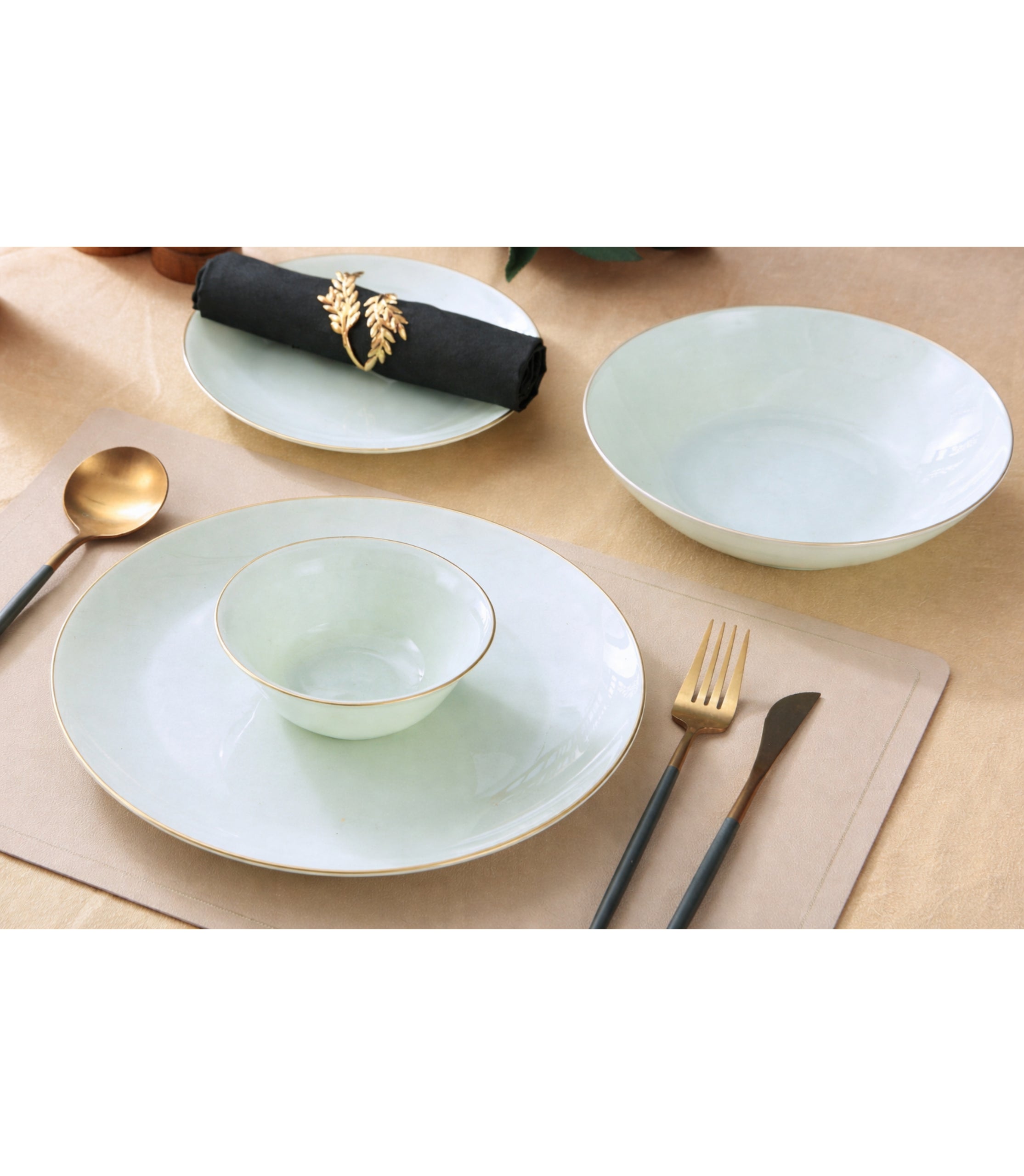 Set De Cină Ceramică Verde Mentă 24 Piese
