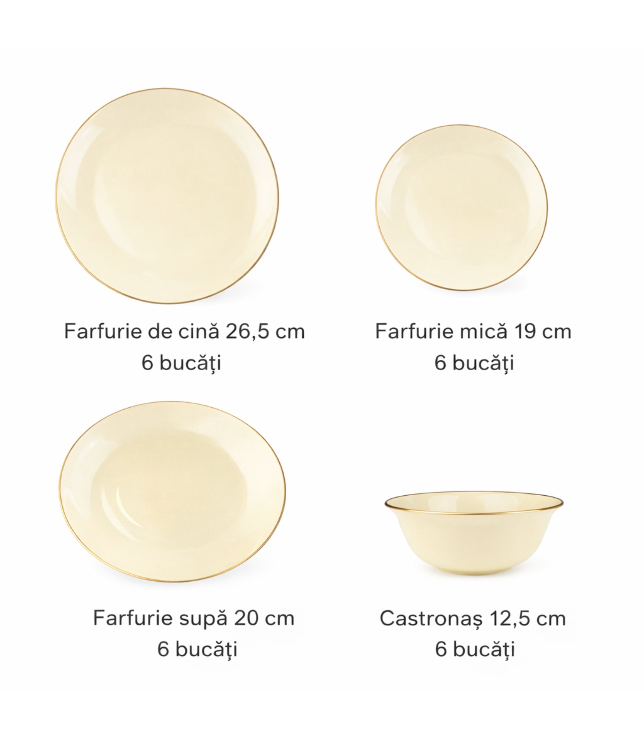 Set De Cină 24 Piese Crem