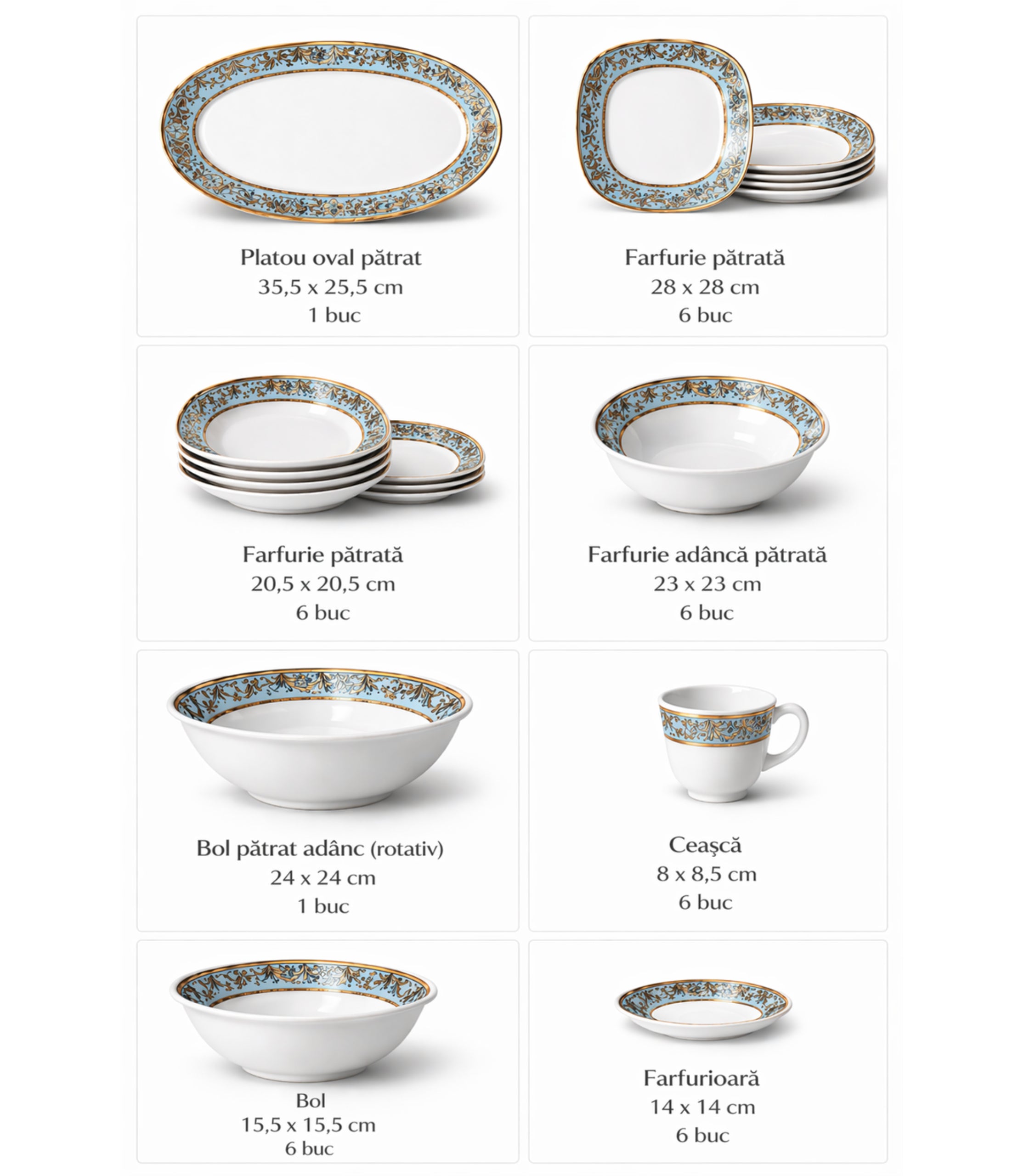 Set De Cină Porțelan Auriu 38 Piese