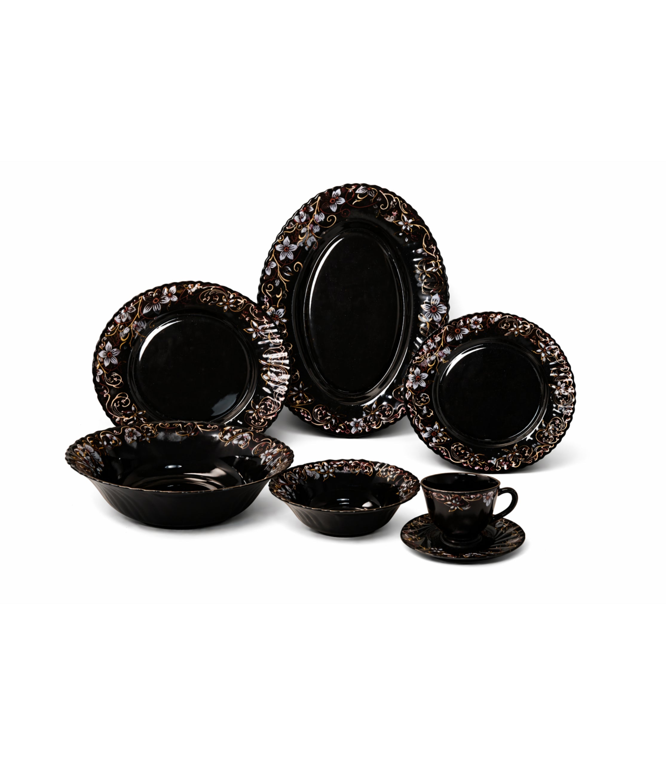 Set De Cină Negru Lux 32 Piese