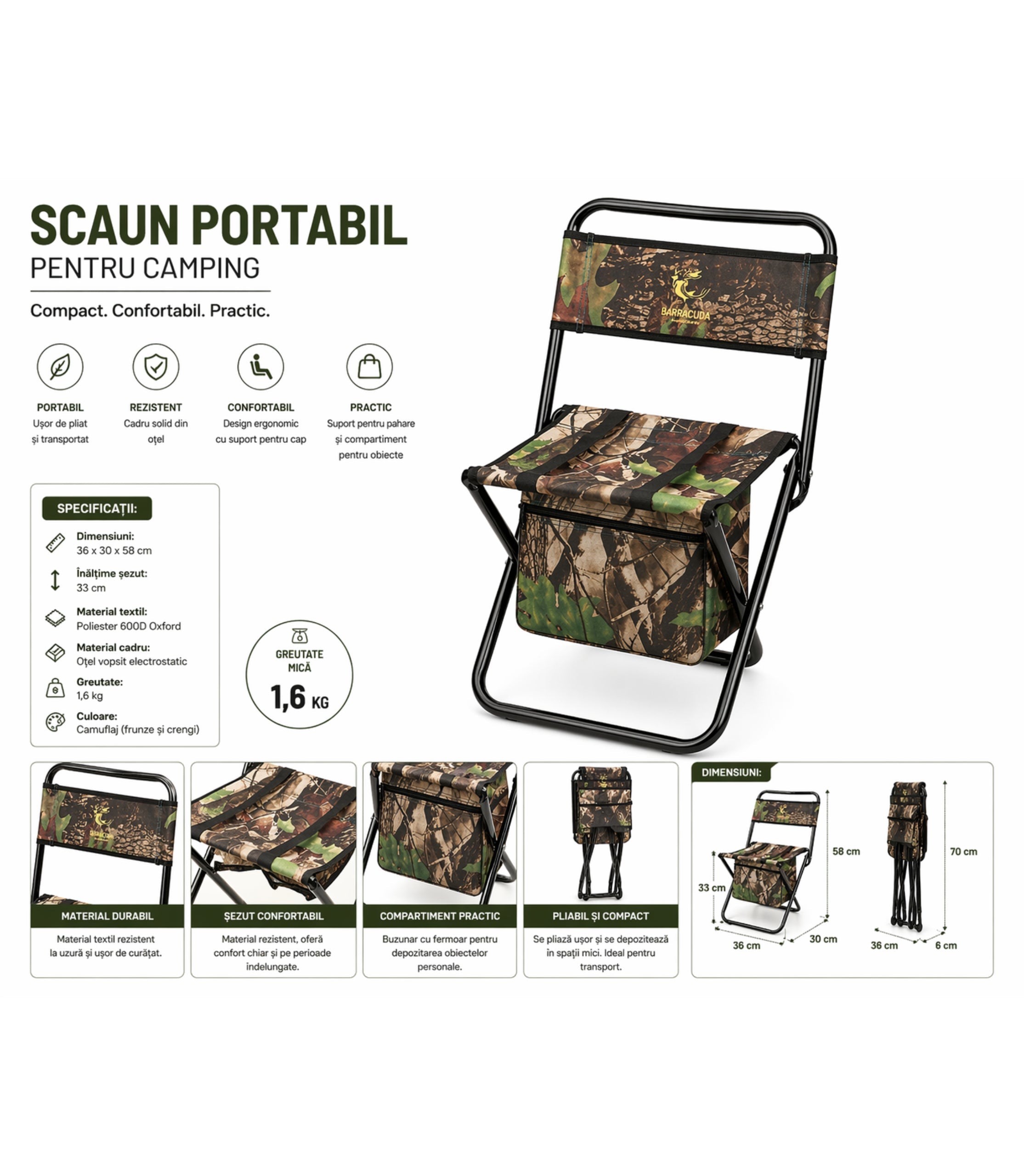 Scaun Portabil Pentru Camping