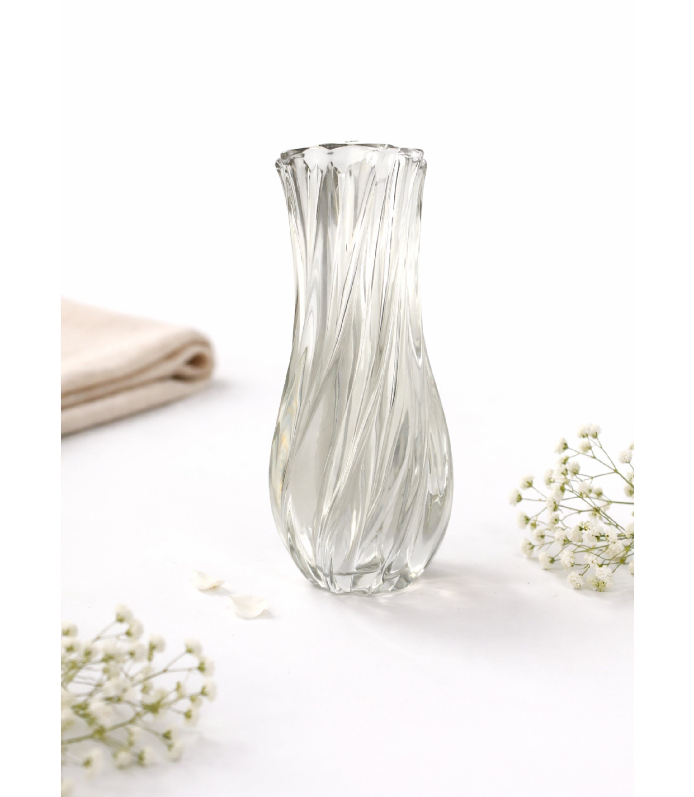 Vază De Sticlă Transparentă Cu Model Spiralat 24.5 cm