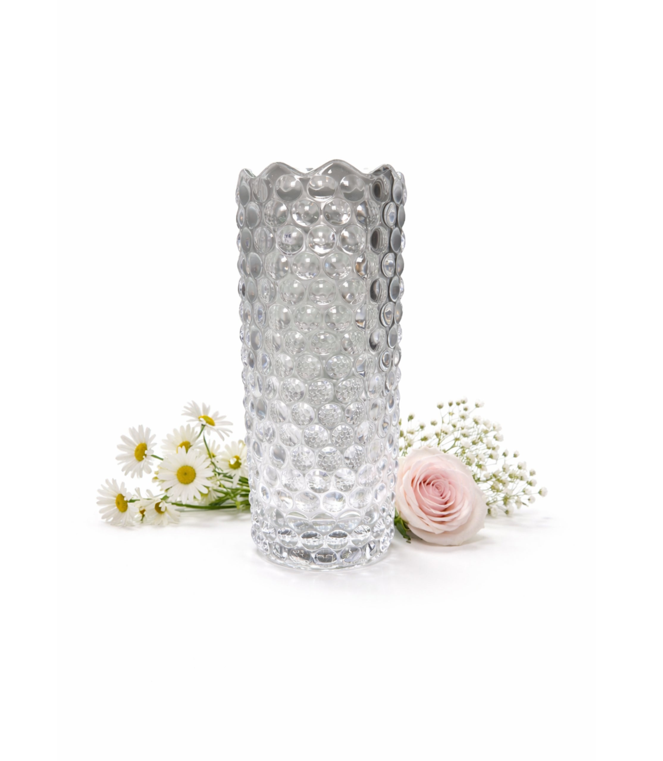 Vază Din Sticlă Transparentă Cu Model Diamant 20 cm
