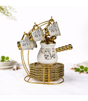 Set Pentru Cafea Turceasca Auriu Cu Flori