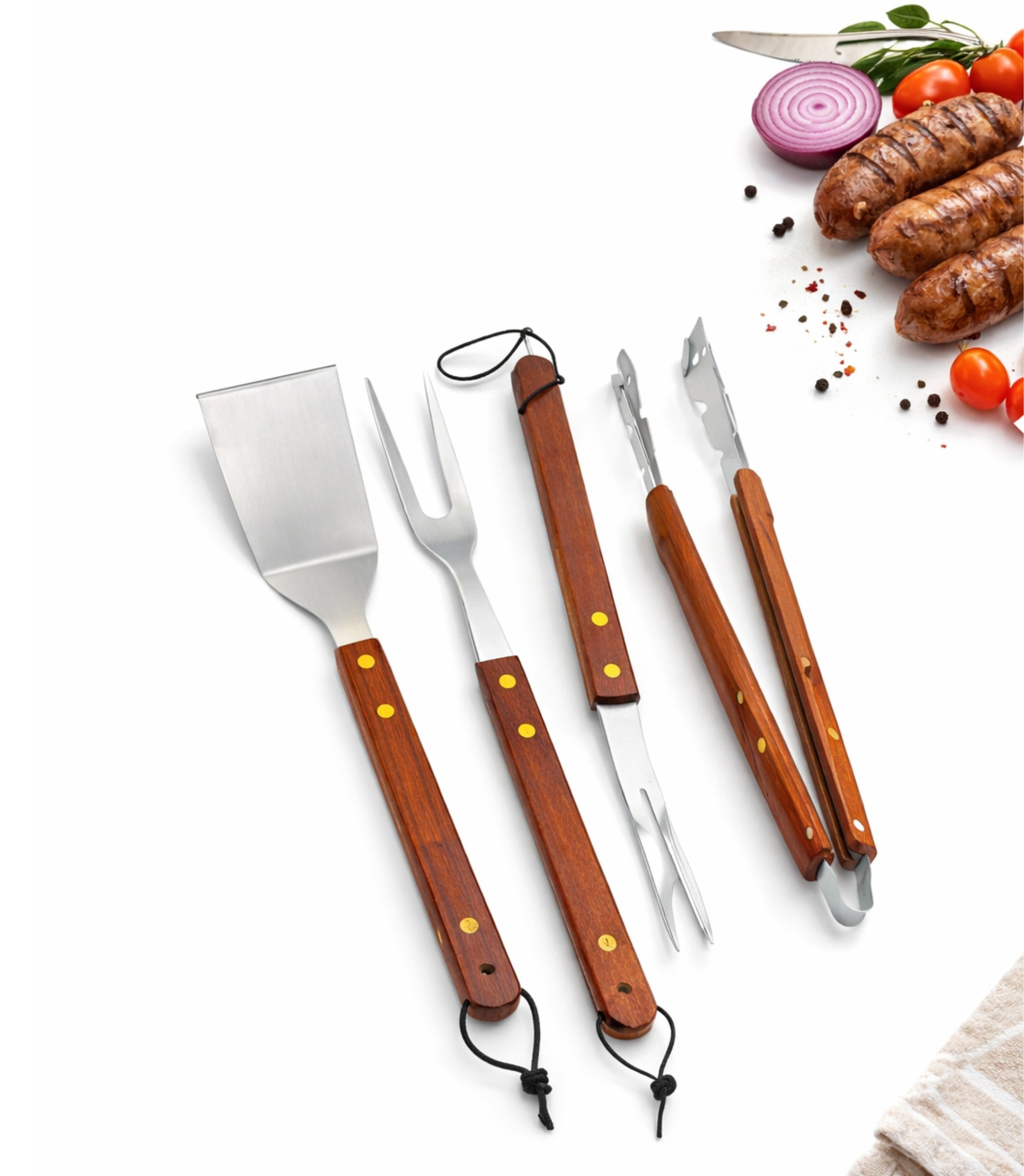 Set Ustensile BBQ Cu Mânere De Lemn