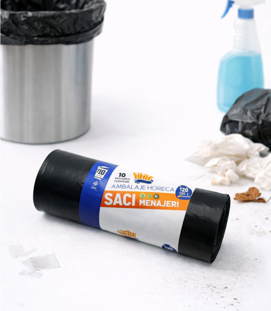 Rola Saci Menajeri 120 L (10 Saci/Rola) (50 Role/Bax) En-gross