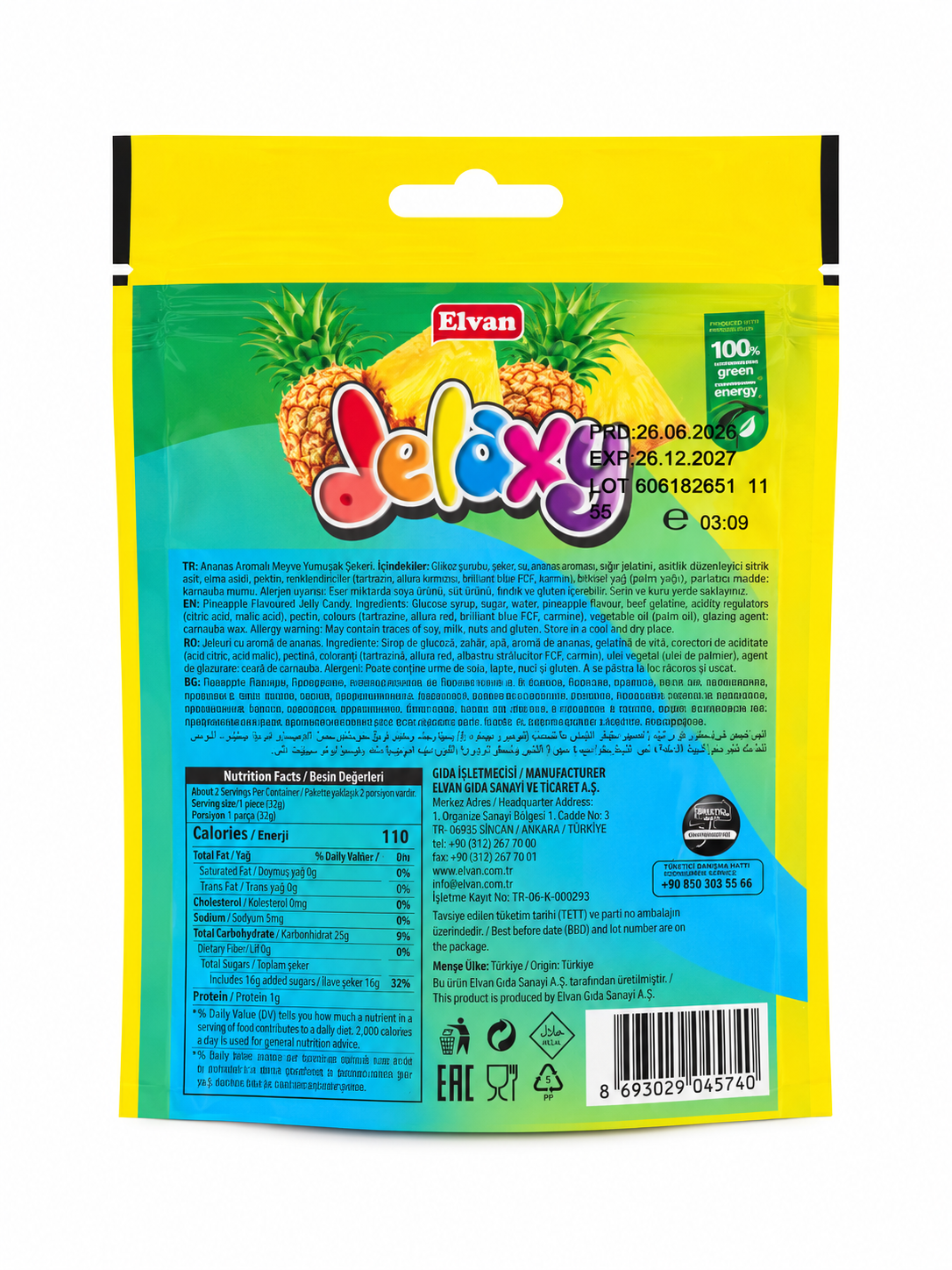 Jeleuri Elv Jelaxy Peelable Ananas (12 Pungi/ Cutie)