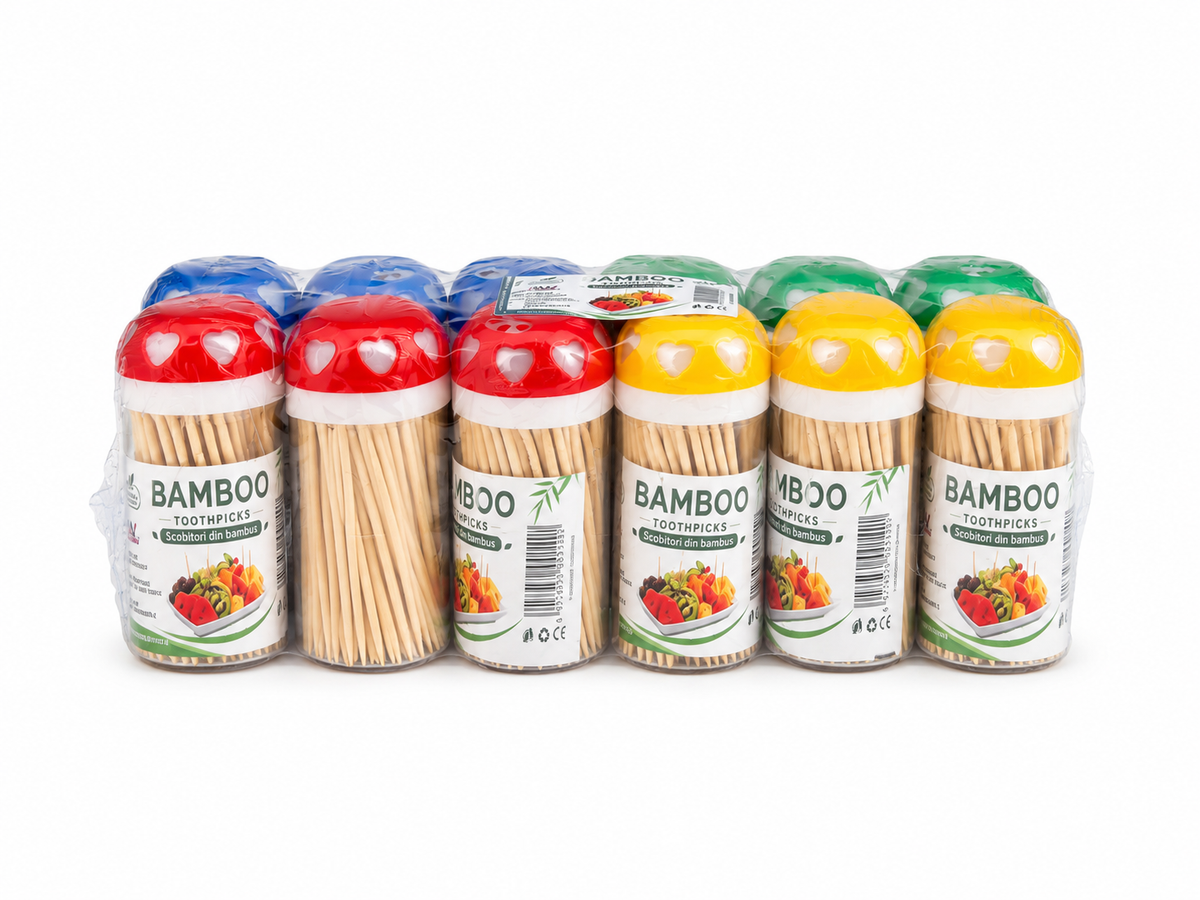 Scobitori Din Bambus Tub Rotund Wando (12 buc/set) En-gross