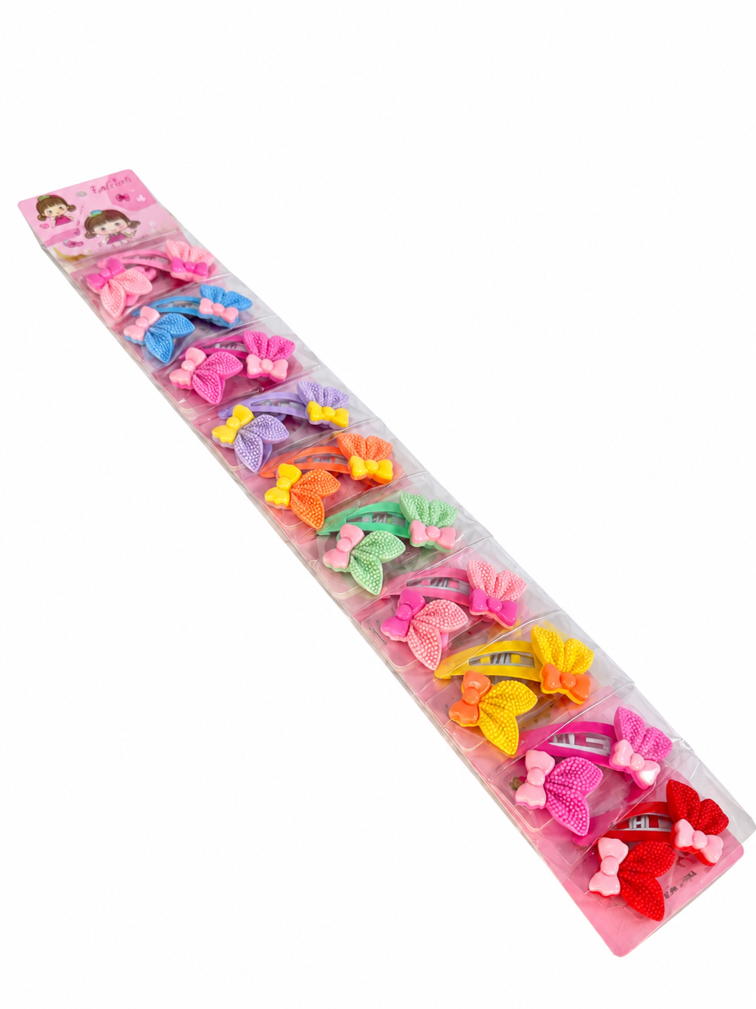 Set Clame de Păr Colorate cu Fundițe Texturate (4-4) (20 Buc/ Set)