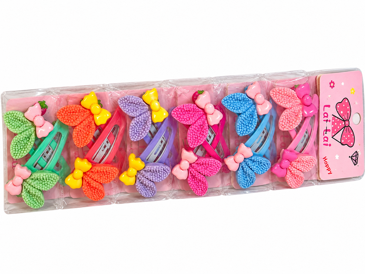 Set Clame de Păr Colorate cu Fundițe Texturate (4-4) (20 Buc/ Set)