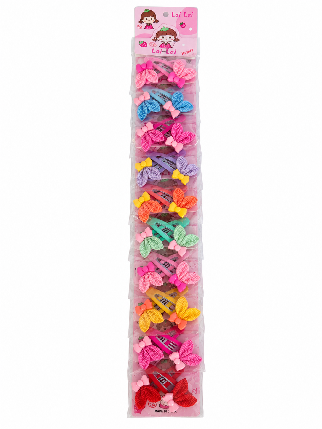 Set Clame de Păr Colorate cu Fundițe Texturate (4-4) (20 Buc/ Set)