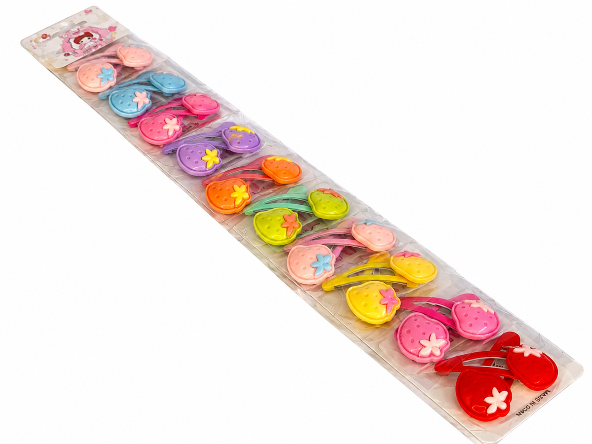 Set Clame de Păr Colorate cu Căpșuni (4-5) (20 Buc/ Set)
