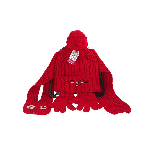 Set Căciulă + Fular + Mănuși pentru copii ROSU (Pret/Set) En-gross