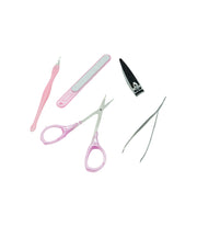 Set Manichiură 5 Piese Inox Cu Mâner Roz