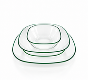 Set Vesela 4 Piese Alb cu Margini Verde Smarald (CN-8)