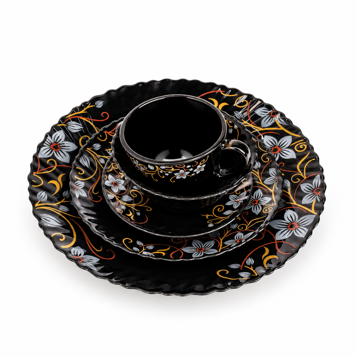 Set Vesela 5 piese Negru Floral (CN-13)