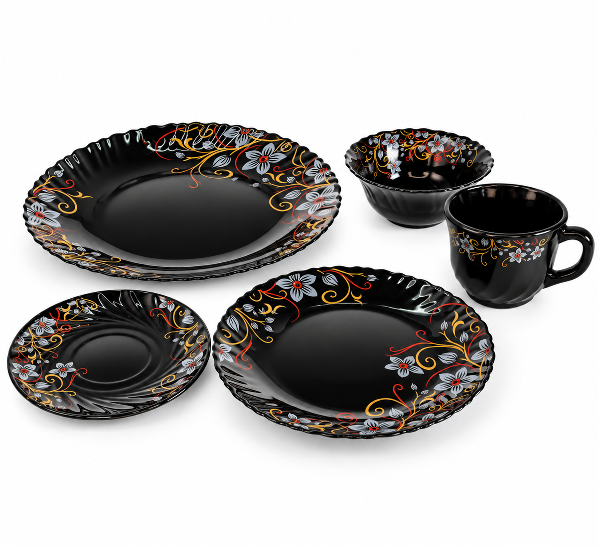 Set Vesela 5 piese Negru Floral (CN-13)