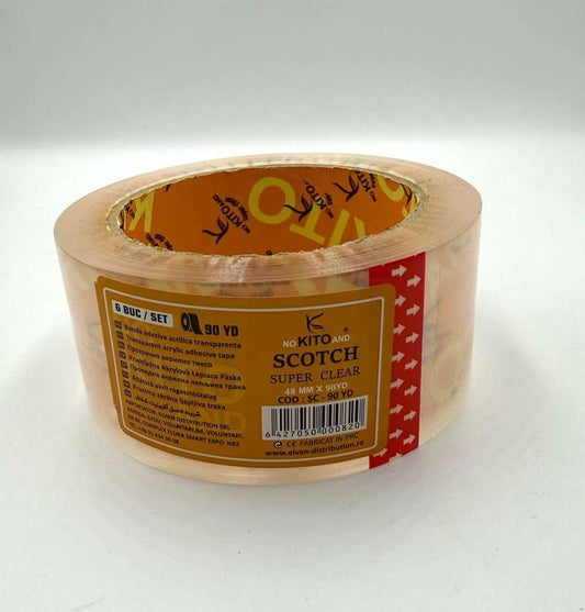 Banda adeziva de tip scotch, acrilica, 48 mm x 90 yard, Transparent  (6 buc/set) engross