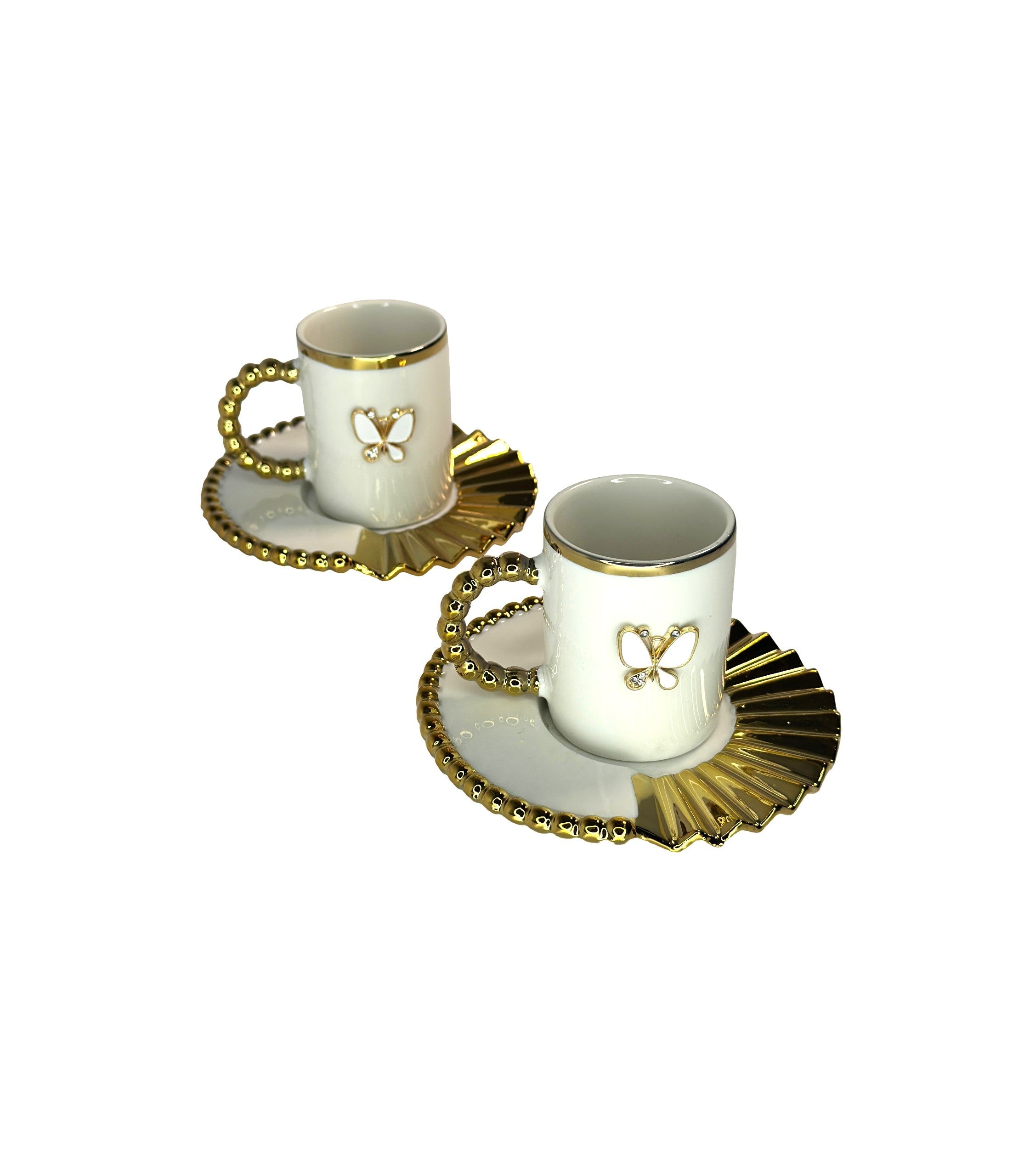 Set 6 Cesti Pentru Cafea Aurii Cu Fluture
