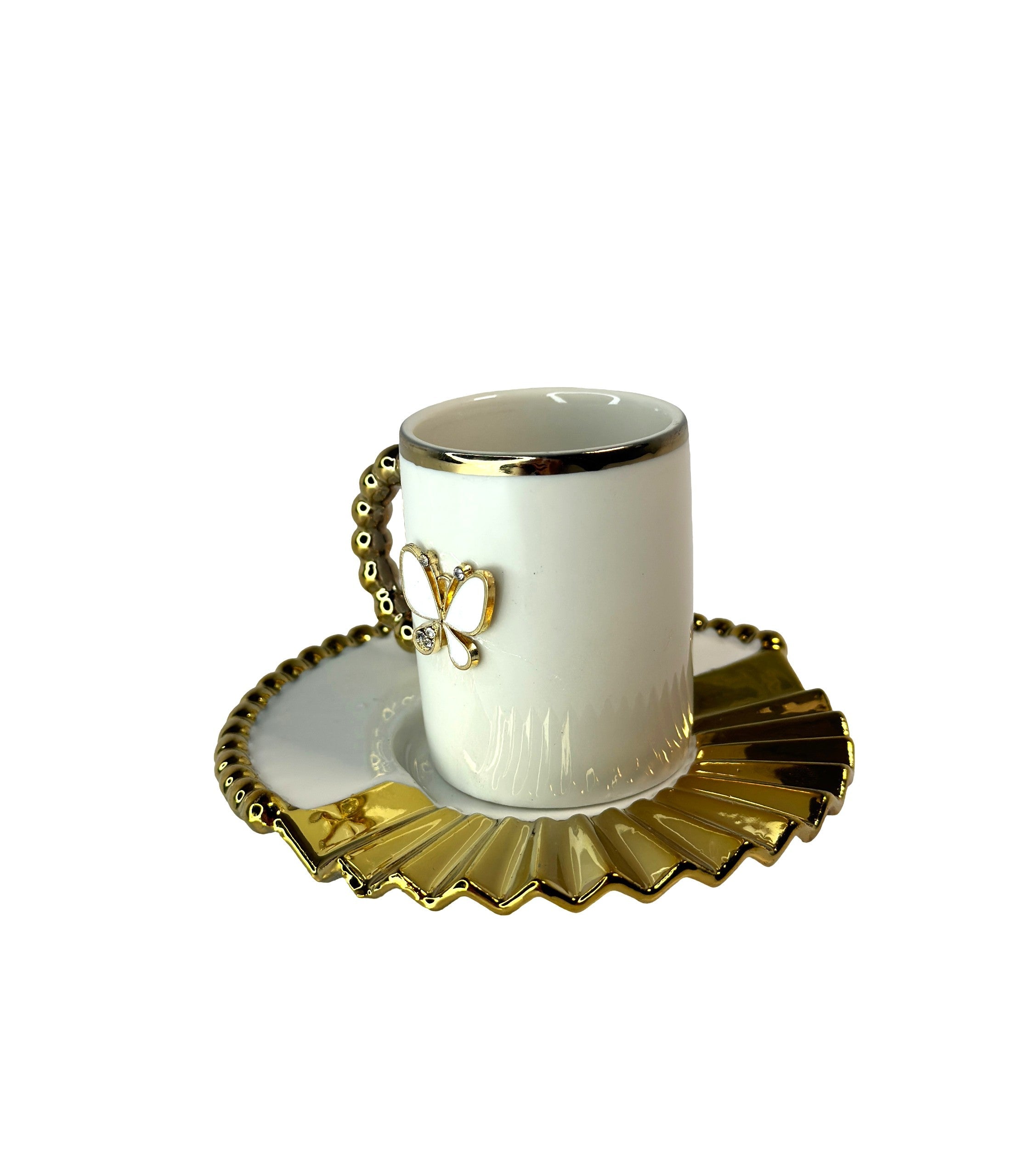 Set 6 Cesti Pentru Cafea Aurii Cu Fluture
