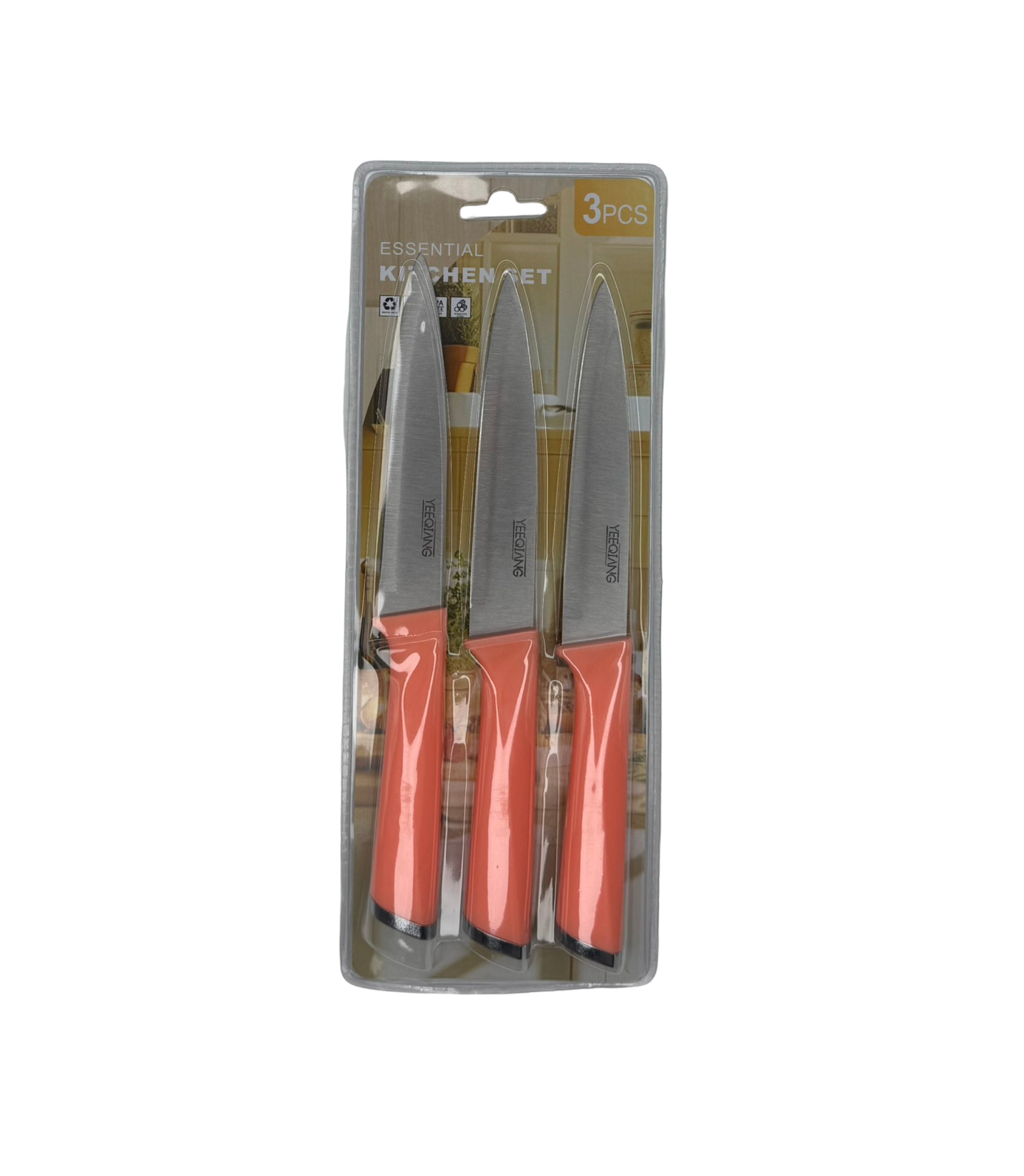 Set 3 Cuțite De Bucătărie Cu Mâner Roșu