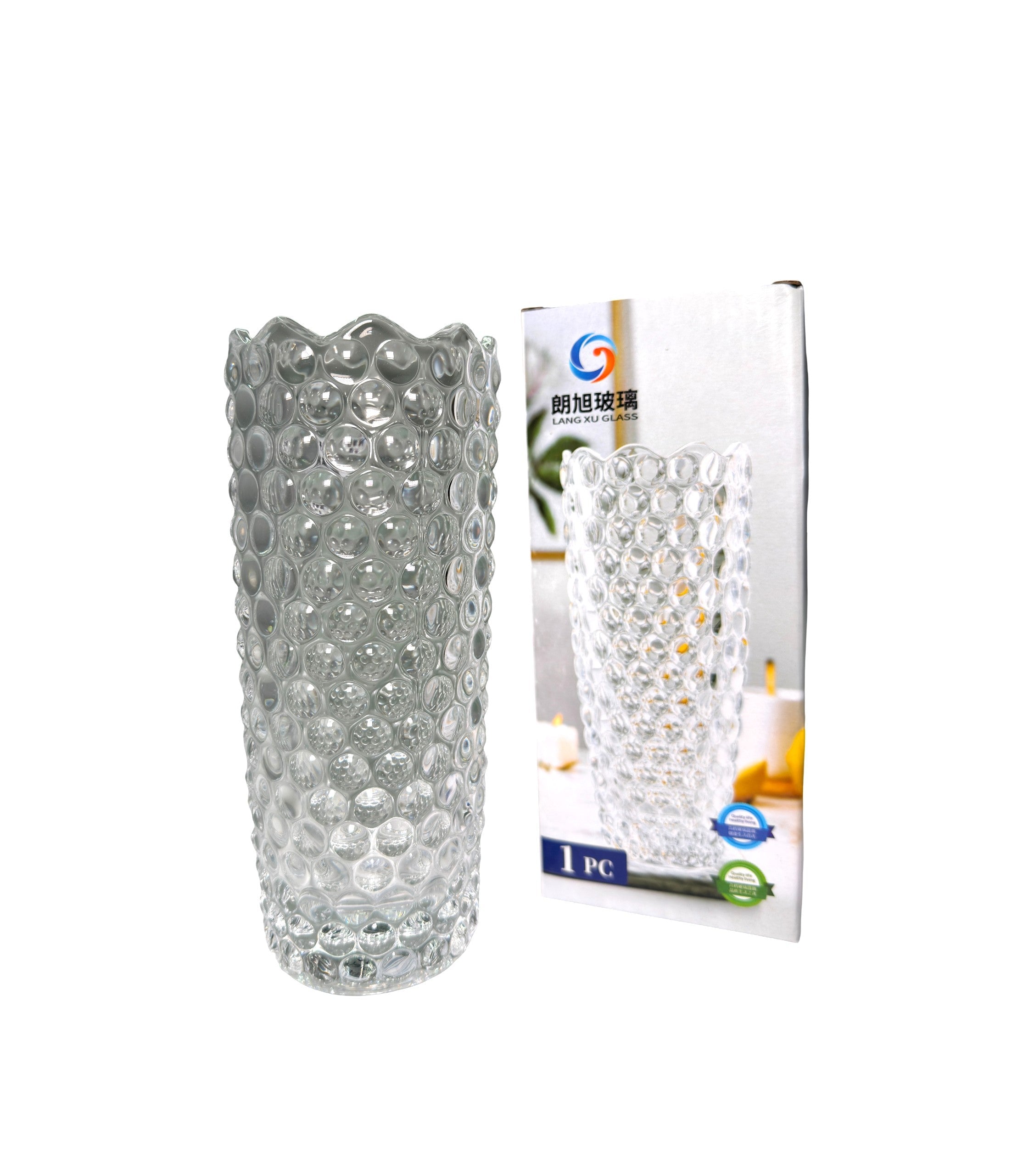 Vază Din Sticlă Transparentă Cu Model Diamant 20 cm