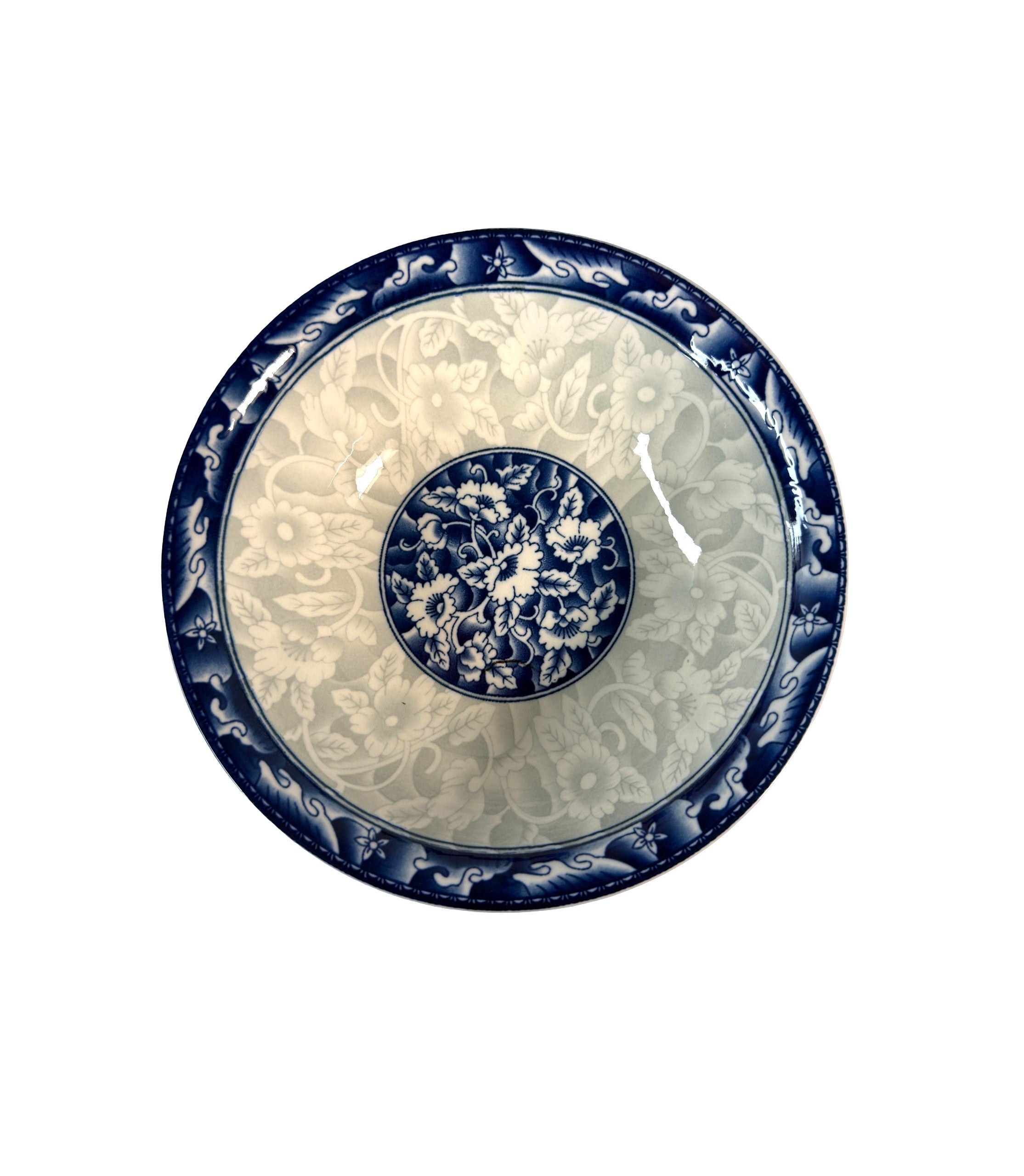 Bol Ceramica Cu Flori Albastre 7 inch