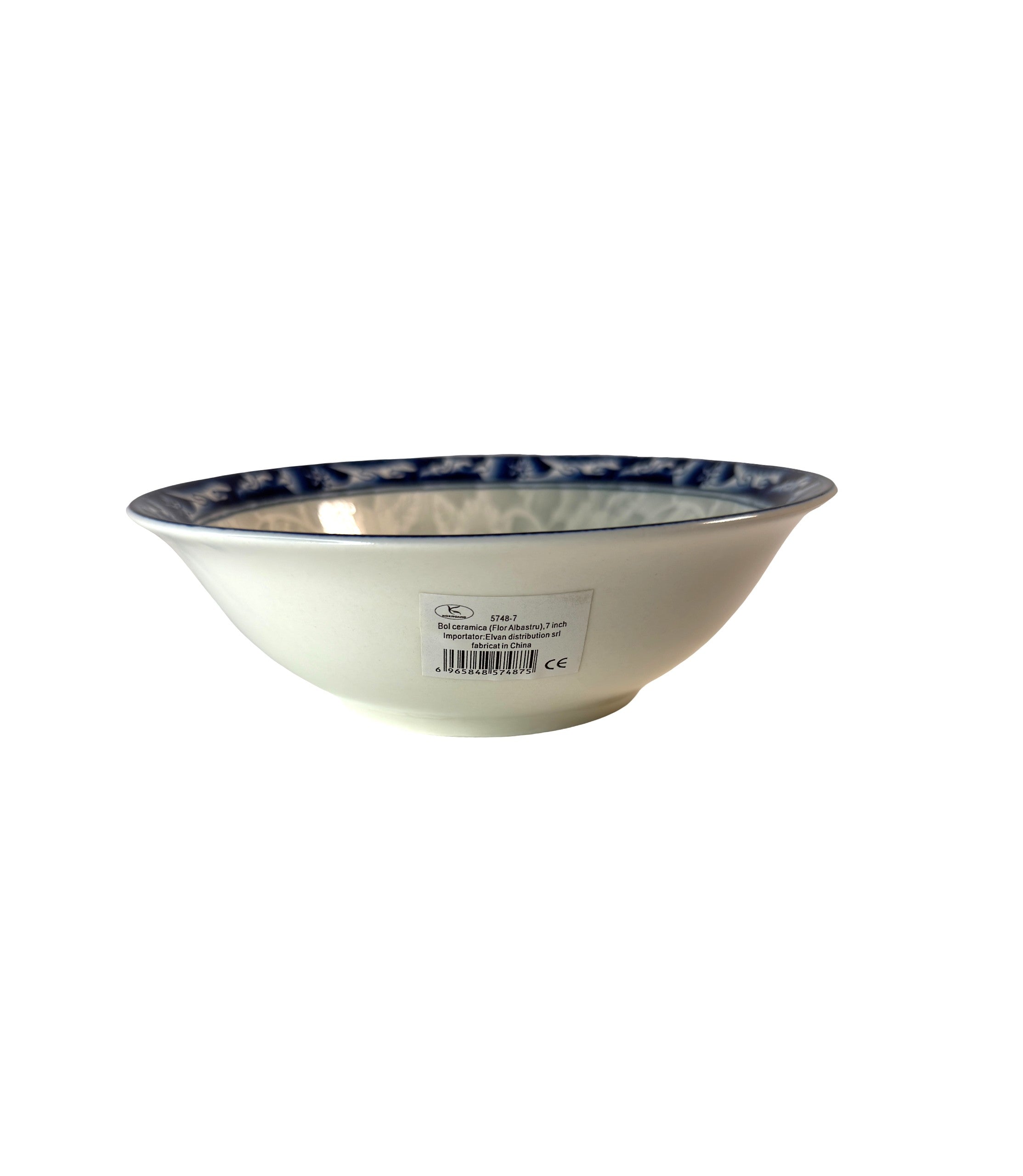 Bol Ceramica Cu Flori Albastre 7 inch