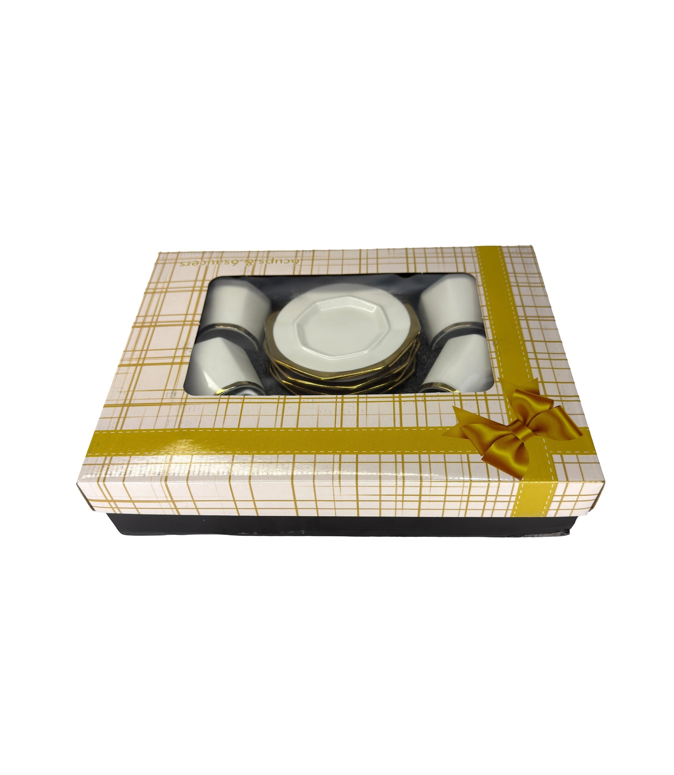 Set 6 Cesti Cafea (Aurii Hexagon)