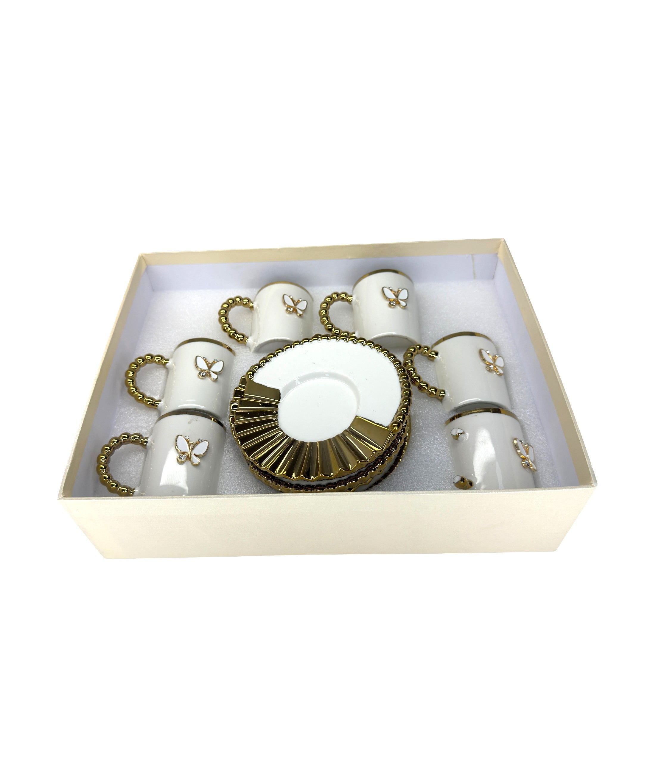 Set 6 Cesti Pentru Cafea Aurii Cu Fluture