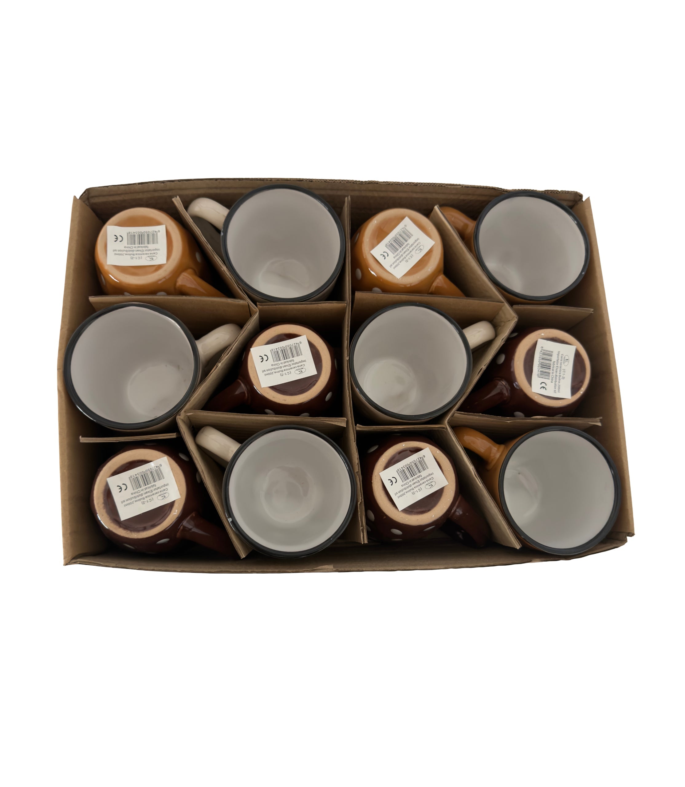 Set De 12 Cani Din Ceramica Cu Buline