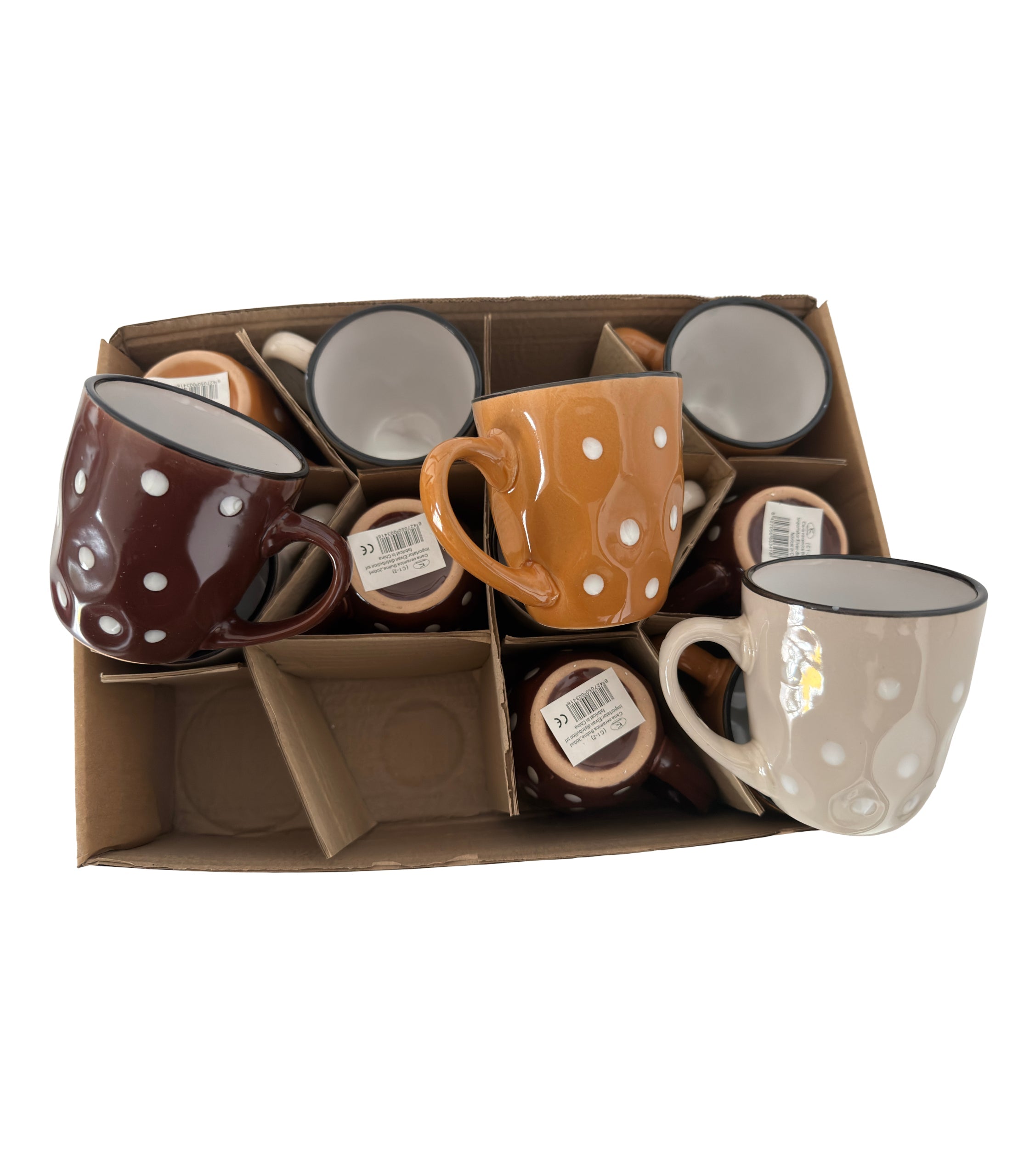 Set De 12 Cani Din Ceramica Cu Buline