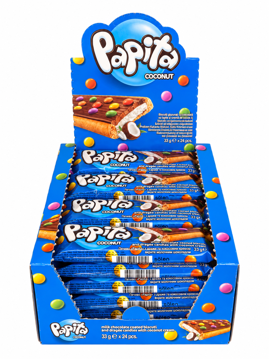 Biscuiti Papita Ciocolata cu Lapte si Crema de Cocos (24 Buc/ Cutie)