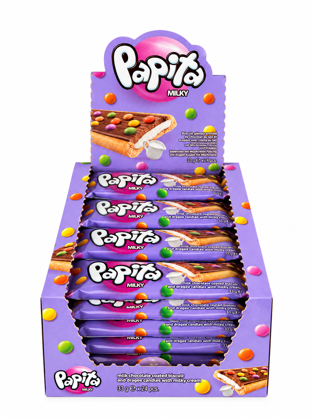 Biscuiti Papita cu Ciocolata cu Lapte si Crema de Lapte (24 Buc/ Cutie)