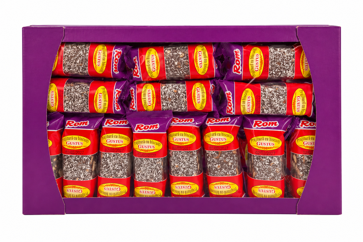 Prajitura Biscuiti Rom 65 g (28 Buc/ Cutie)