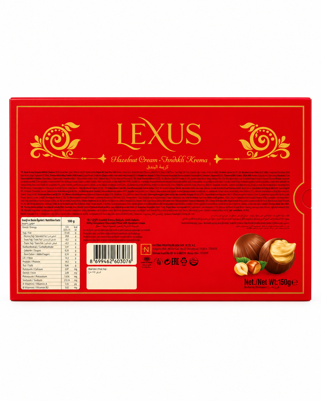 Bomboane Lexus „Crema de Alune de Padure” ROSU 150Gr  En-gross