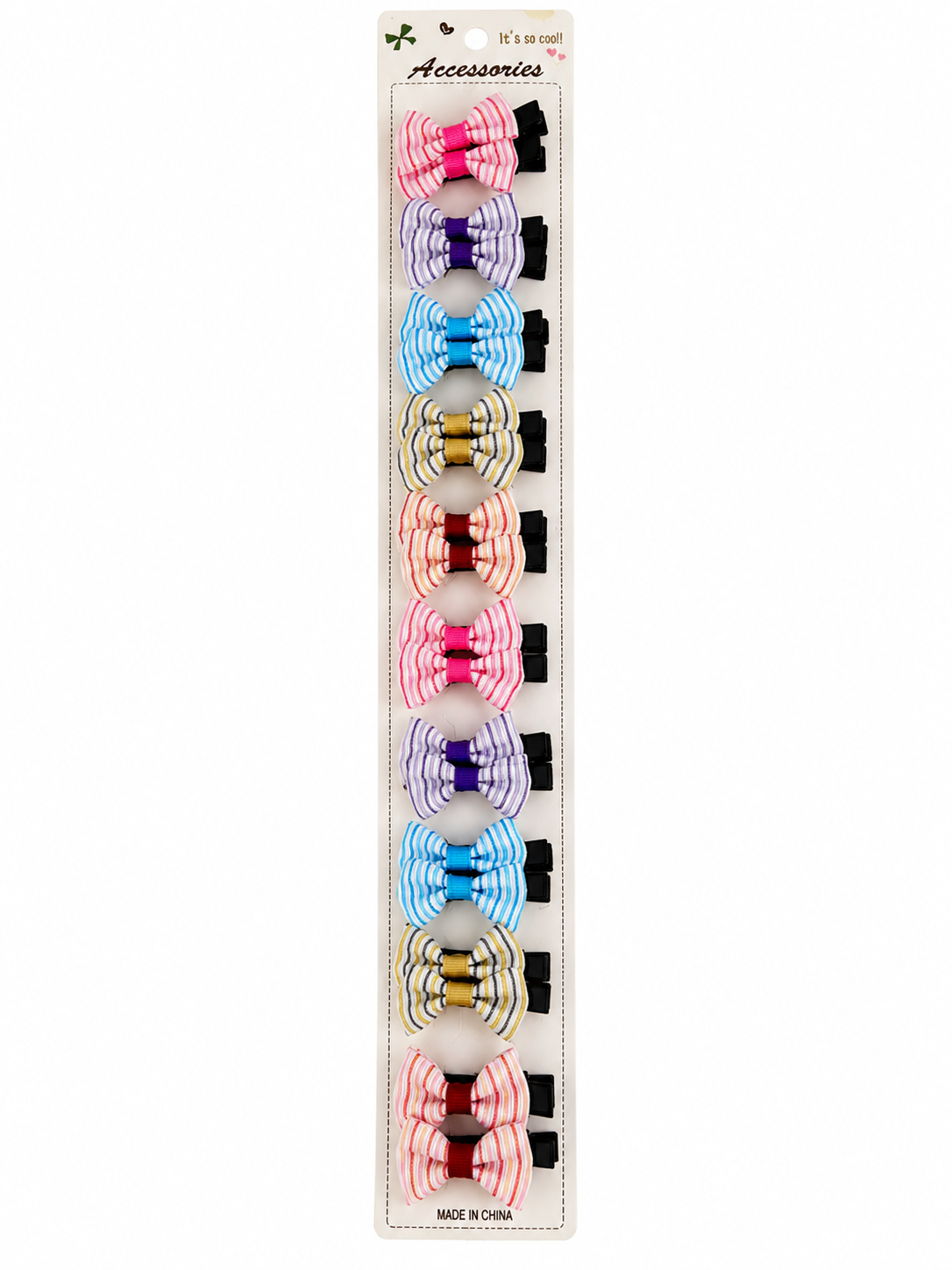 Set Agrafe / Clame de Par cu Fundite in Dungi (33-1) (20 Buc/ Set)