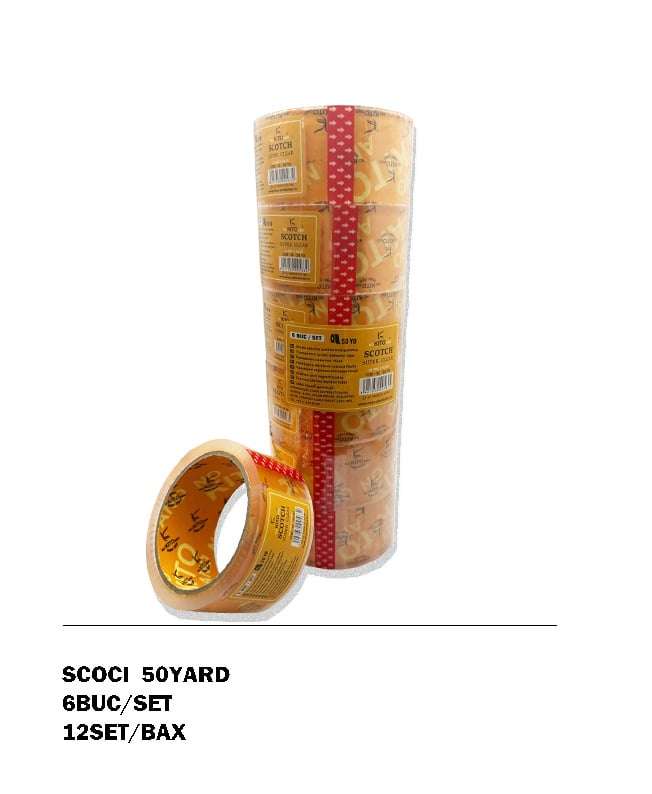 Banda adeziva de tip scotch acrilica 48 mm x 50 yard Transparent