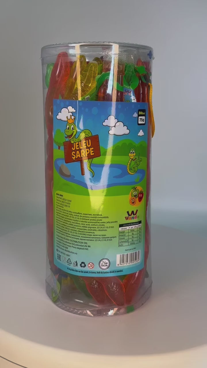 Încarcă videoclipul: Jeleu Sarpe 75gr (30 buc/bol) En-gross