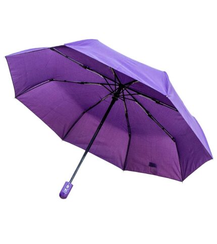 umbrela mica usoara 98 cm mov are un maner ajustabil care se poate strange cu usurinta. Tija din metal cu maner din plastic si invalitoare din polyester.
